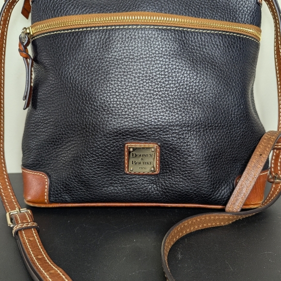 Dooney & Bourke Pebble Grain Black Leather Crossbody Purse Handbag Large - Picture 2 of 10